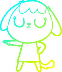cold gradient line drawing cute cartoon dog