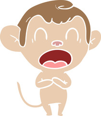 yawning flat color style cartoon monkey