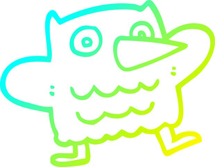 cold gradient line drawing funny cartoon owl