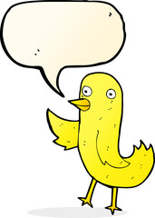 funny cartoon bird with speech bubble