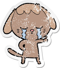 distressed sticker of a cartoon dog
