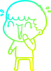 cold gradient line drawing laughing cartoon man