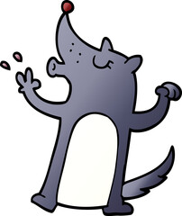 cartoon doodle howling wolf
