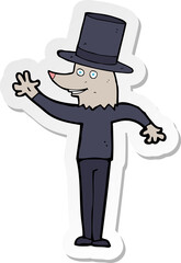 sticker of a cartoon waving werewolf