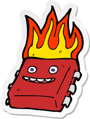 sticker of a cartoon red hot computer chip