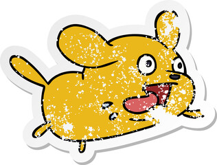 distressed sticker cartoon of cute kawaii dog