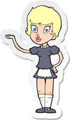 sticker of a cartoon waitress
