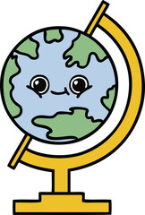 cute cartoon globe of the world