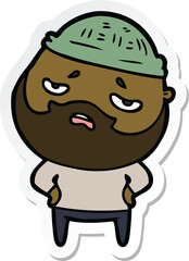 sticker of a cartoon worried man with beard