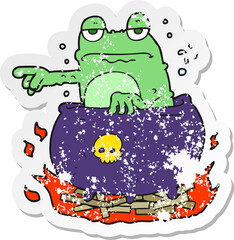 retro distressed sticker of a cartoon halloween toad