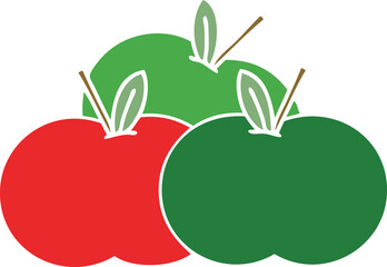 flat color retro cartoon apples