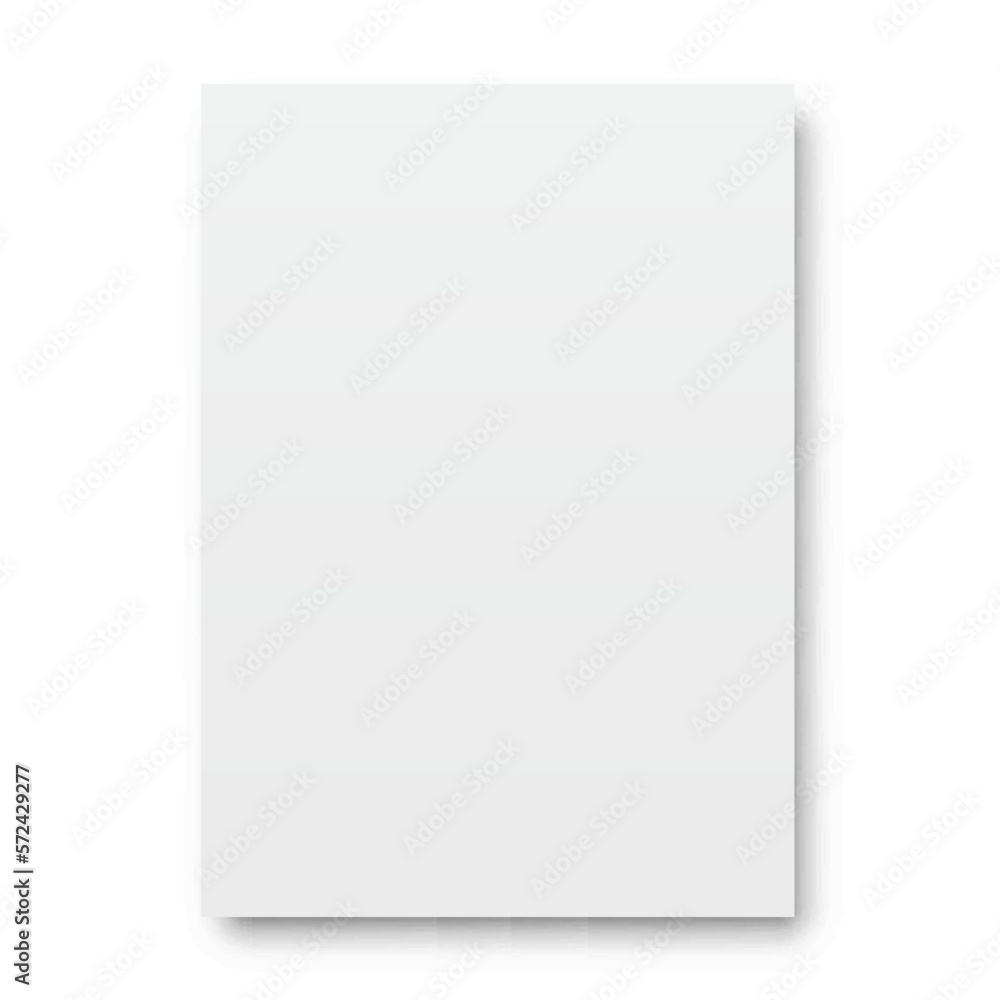 Poster white paper template mockup with shadows on a gray background – stock vector
