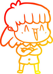 warm gradient line drawing cartoon woman