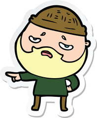 Obraz premium sticker of a cartoon worried man with beard