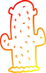 warm gradient line drawing cartoon cactus