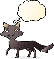 cartoon little wolf with thought bubble