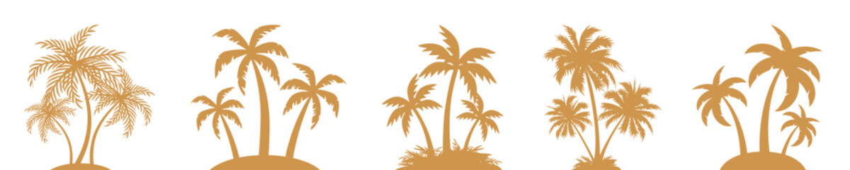 Fototapeta na wymiar Set palm tree silhouettes sign, palm collection – vector