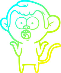 cold gradient line drawing cartoon shocked monkey