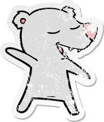 distressed sticker of a cartoon bear