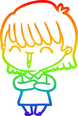 rainbow gradient line drawing cartoon woman