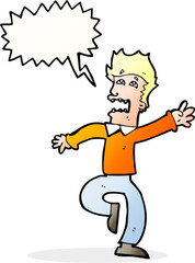 cartoon man panicking with speech bubble