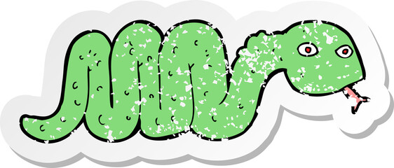 retro distressed sticker of a funny cartoon snake