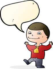 cartoon happy boy with speech bubble