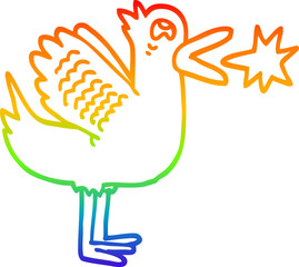 rainbow gradient line drawing cartoon flapping duck