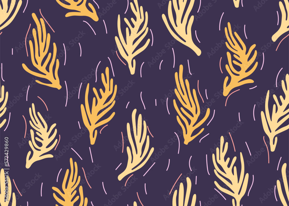 Aufkleber seamless pattern with abstract organic shapes. cutted shape of algae and botanical leaves, abstract 