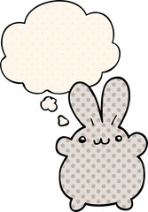 cartoon rabbit and thought bubble in comic book style