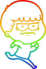 rainbow gradient line drawing cartoon annoyed man