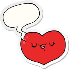 cartoon love heart and speech bubble sticker