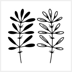 Branch with leaves clipart isolated. Eco doodle icon. Engraving Vector stock illustration. EPS 10