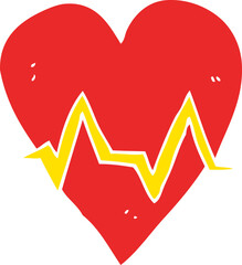 flat color illustration of a cartoon heart rate pulse symbol