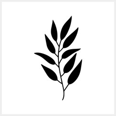 Branch with leaves clipart isolated. Eco doodle icon. Engraving Vector stock illustration. EPS 10