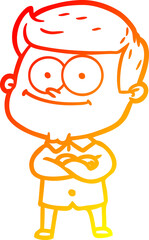 warm gradient line drawing cartoon happy man