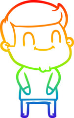 rainbow gradient line drawing cartoon happy man