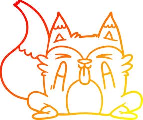warm gradient line drawing funny cartoon fox