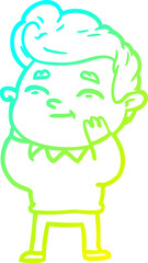cold gradient line drawing happy cartoon man