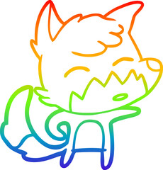 rainbow gradient line drawing cartoon fox