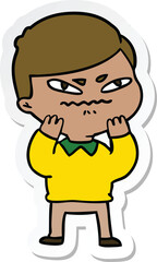 sticker of a cartoon angry man