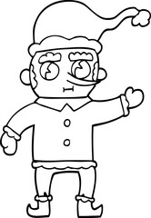 line drawing cartoon christmas elf