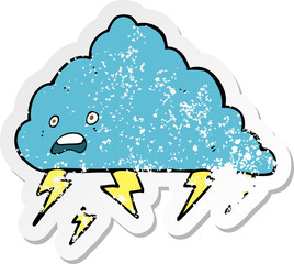 retro distressed sticker of a cartoon thundercloud