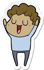 sticker of a laughing cartoon man