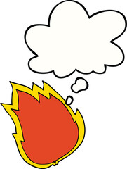 cartoon fire and thought bubble