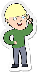 sticker of a cartoon boy with idea