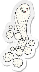 retro distressed sticker of a cartoon spooky ghost