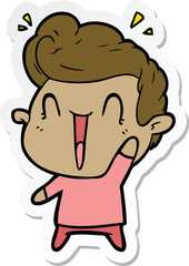 sticker of a cartoon excited man