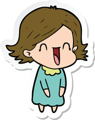 sticker of a cartoon happy woman