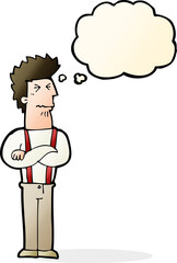 cartoon annoyed man with thought bubble